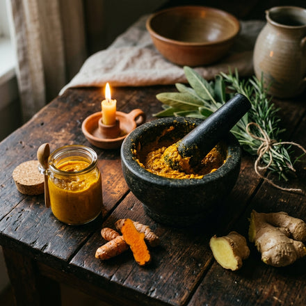 Cataplasma de cúrcuma y jengibre